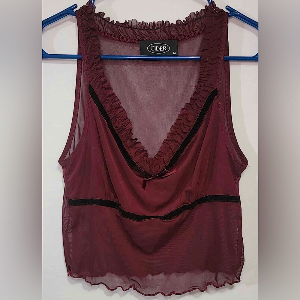Cider Y2K Style Translucent Crop Top Size Medium